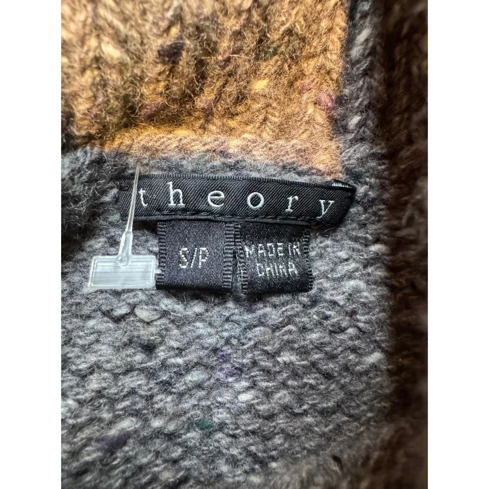 Theory Wool Cashmere Blend Turtleneck Sweater Poncho‎ Gray Short Sleeve Women S